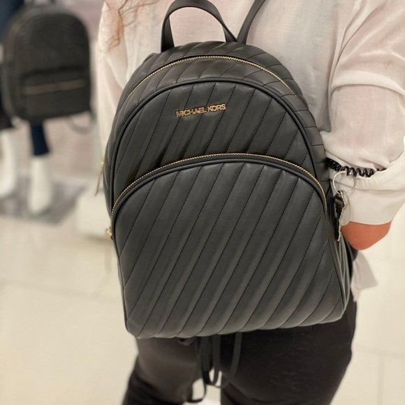 MK Abbey MD Quilted Backpack Black